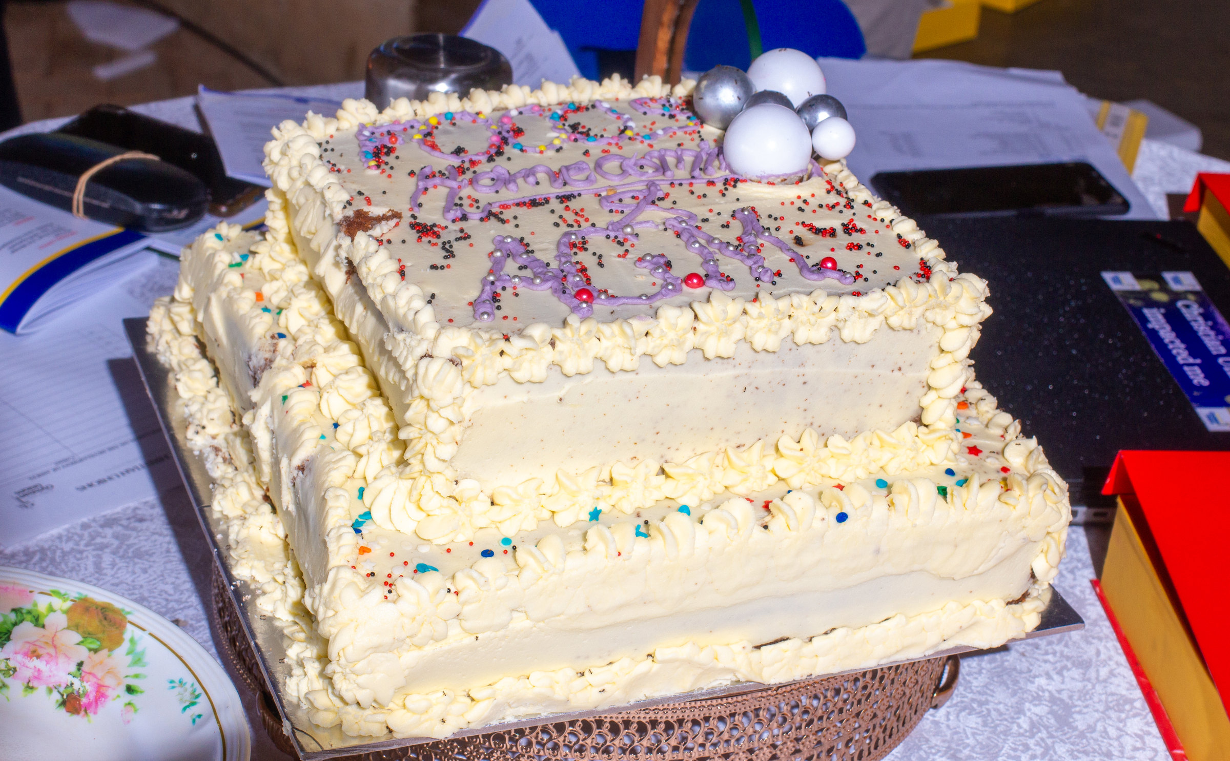 The celebration cake cut at the FOCUS Annual General Meeting